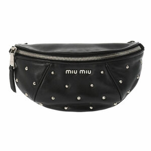 Miu MIu Studded Black Lambskin Body Belt Bum Crossbody Bag
